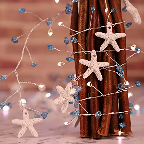 Impress Life Starfish Diamond String Lights, 10FT 40 LED Battery USB Operated with Remote Control for Nautical Beach Themed Christmas Decoration Wedding Party Decorating