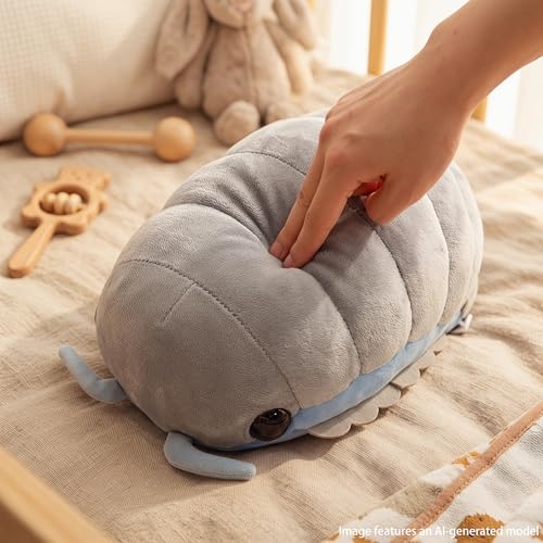 Likelike 11.8 Inch Pill Bug Plush Pillow, Lifelike Insect Stuffed Soft Back Cushion, Gray Pill Bug Pillow for Couch Bed Car, Cute Decorative Throw Pillow for Home Office