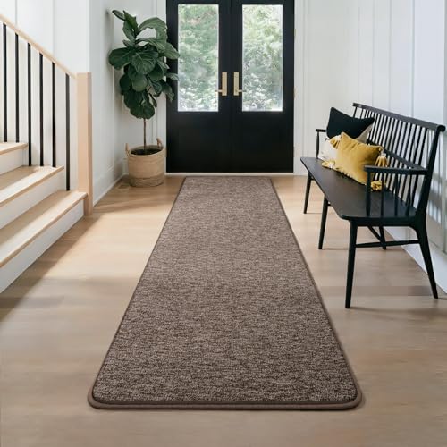 Modern Hallway Runner Rug, 2x6 Brown Washable Non Slip Runner Rug