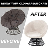 PrinceDeco Velvet Round Saucer Chair Cover (Slipcover Only) High Stretch Papasan Chair Cushion Cover Removable Furniture Protector for Living Room Washable,Fits 29-37 inch, Medium, Ivory