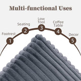 Stuffed Pouf Ottoman Soft Touch Poufs with Foam Chunk Filling Furry and Fluffy Detachable Pouf Foot Stool Storage Ottoman Floor Poufs Foot Rest for Living Room (Gray A, Square)