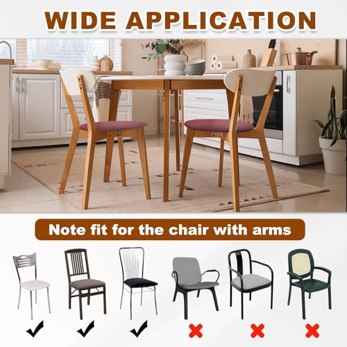 uxcell 2Pcs PU Leather Covers for Dining Room Chairs, Soft Waterproof Dining Seat Covers Removable Stretch Chair Cushion Slipcovers with Elastic Band for Home, Kitchen(45-56cm, L, White)