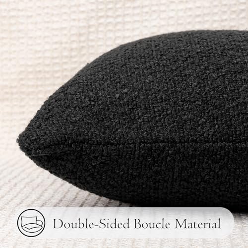 Boucle Lumbar Pillow Cover 16x24 inch Black