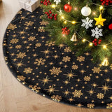 Lanpn Christmas Tree Skirt 36 inch, Velvet Xmas Tree Skirt with Snowflake Winter Christmas Tree Mat for Large Artificial Trees Winter Home Party Holiday Indoor Xmas Decorations (Black, 90cm)