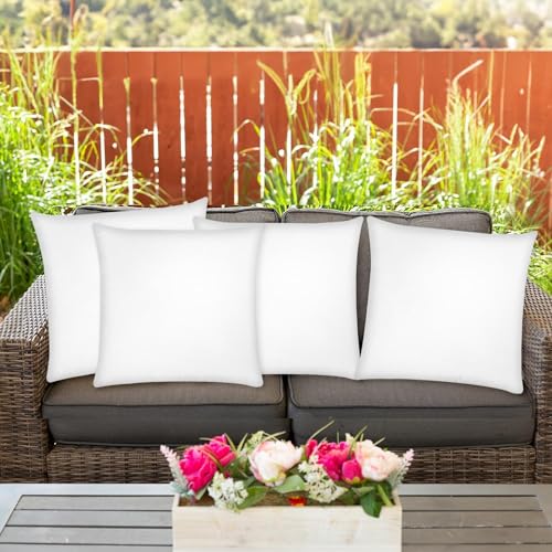 Covers & All Throw Pillow Inserts Only Pack of 4, Durable Soft Square 20 x 20 Inches 65 GSM Non-Woven Fabric with 15D Silicon Fiber Filling, Universal uses for Home Decor Office Indoor Outdoor