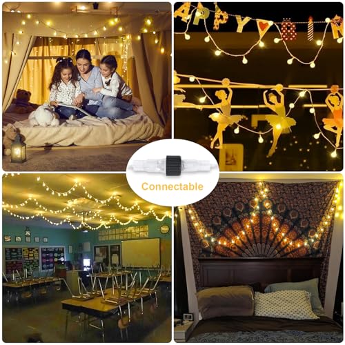 JMEXSUSS 100 LED Connectable Globe String Lights Indoor Bedroom, 33ft Warm White Christmas Lights Plug in with Remote, 8 Modes Hanging Fairy Light Outdoor for Room Classroom Party Spring Home Decor