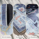 Fame Rugs Modern Oushak Rug 2x3, Vintage Turkish Navy Blue Oriental Antique Inspired Area Rugs, Washable Foldable Luxury Living Room Bedroom (388NB, 2' x 3')