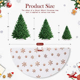 White Christmas Tree Skirt 24 Inch Small Faux Fur Rose Gold Snowflake Tree Skirt for Holiday Xmas Party Home Decorations