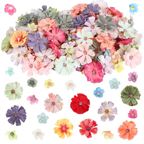 FOIMAS 150pcs Mini Faux Flower for Crafts,Artificial Flower Heads Daisy Peony Flower Decor for Craft Garland Wedding Home Decoration