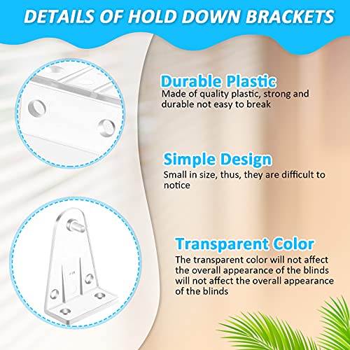 Maitys Blinds Hold Down Brackets Clear Plastic Blind Brackets Hold Replacements for 2 Inch Horizontal Blind Shades Windows Doors(4 Pieces)