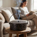 4 Pcs Portable Mosquito Coil Holder with Lid, Round Heat-Resistant Iron Alloy Incense Burner Box for Outdoor Camping, Balcony, Patio, Travel (Bronze)