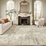 Soalmost Abstract Rug 8x12 Large Living Room Area Rugs Washable Beige/Gray
