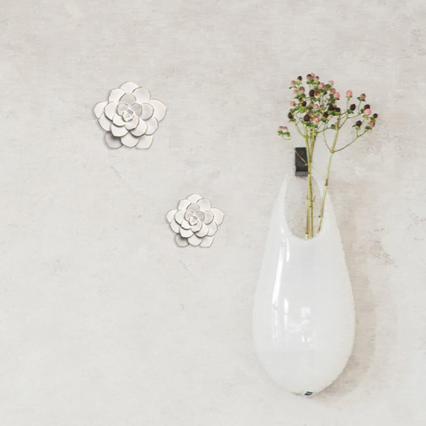 Guichifun Flower Wall Decor 3D Resin Succulent plants - Wall Hanging Decor Art Decor for Home Bedroom Living Room White Christmas Gift 3.25 X 4 X 1.25 Inch