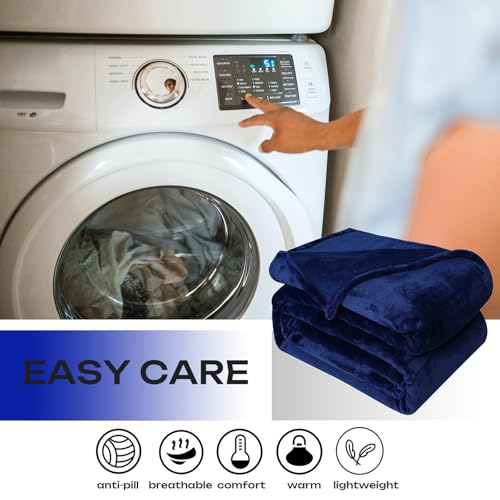 JIAHANNHA Navy Blue Throw Blanket Fleece Blanket Throw Size(50 by 70 Inches),Super Soft Cozy Plush Blanket for Couch Sofa Bed,Lightweight Warm Bed Blankets for Adults,All Season
