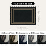 Scalloped Modern Easy Jute Carpet, 5x7 Outdoor Patio Washable Area Rug, Indoor Black Kitchen Rugs Farmhouse Neutral Non Slip Rug for Living Room Patio Entryway