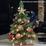 Pre-Lit Artificial Mini Christmas Tree,20 inch Small Pine Xmas Tree with 40 LED Lights,70 Branch Tips,Battery Operated Tabletop Christmas Tree Burlap Base-(50cm)