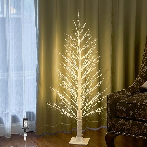 LITBLOOM 4FT Alpine Tree 450 LED Fairy Lights, White Twig Tree with Lights for Indoor Outdoor Home Thanksgiving Christmas Decorations