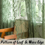 Sutuo Home Olive Green Lace Curtains 84 Inches Long for Bedroom Living Room, Leaf Embroidery Window Sheer Drapes Pair, Rod Pocket Vintage Country Window Treatments Set of 2 Panels, 57" W x 84" L