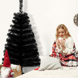3ft Black Artificial Christmas Tree,Tabletop Christmas Pine Tree with PVC Stand Base for Christmas Halloween Home Office Holiday Decoration