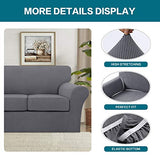 Turquoize 4 Piece Sofa Covers for 3 Cushion Couch Sofa Slipcover Soft Couch Cover for Dogs-Washable Sofa Furniture Covers with 3 Individual Cushion Covers, Jacquard Fabric (3 Cushion Sofa, Gray)