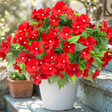 Daynight 4 Pcs Artificial Impatiens Flowers for Outdoor Flowers UV Resistant Faux Red Flowers Impatiens Bushes Silk Artificial Flowers Bouquet for Patio Garden Porch Decor (4, Red)