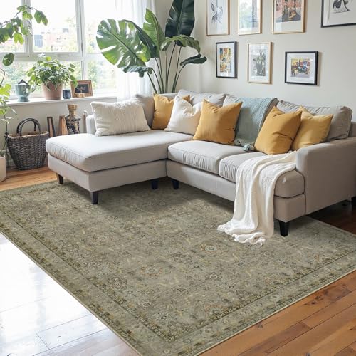 4x6 Area Rug Washable Rug for Living Room Bedroom, Olive Green