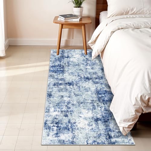 2x6 Runner Rug Non Slip Washable Hallway Runners Blue