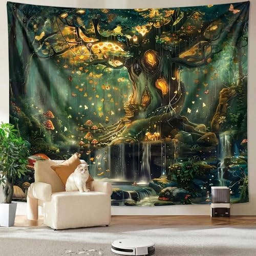 Apdidl Forest Tapestry | Nature Green Wall Decor for Bedroom, Extra Large Tree of Life Tapestries, Fairy Landscape Living Room Decor, Fantasy Mystical Magical Backdrop Wall Hanging for Dorm (51"X60")