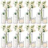 Nuogo Plastic Cylinder Vases Tall Plastic Flower Vases for Centerpieces Flower Holder for Home Wedding Office Party Formal Dinners Decorations(4''/6''/8'', Modern, 12 Pcs)