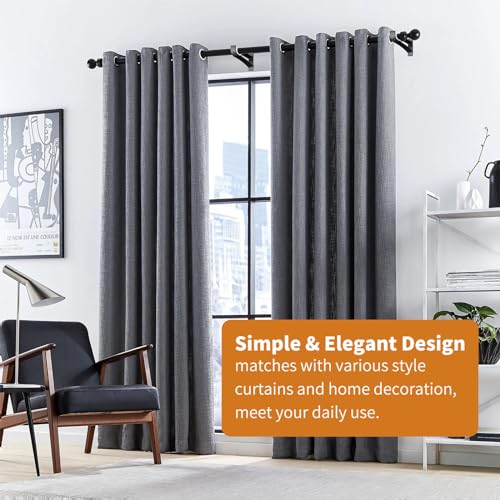 KOLAKO Curtain Rod Bracket, Heavy Duty Curtain Rod Holders Single Decorative Rod Hooks Hanger for 1 Inch Dia Rod, Black 4 Pack