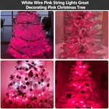 TIGOMOOV Pink Mini Christmas String Lights-21ft 100 Count Incandescent Fairy Lights with White Cord-Plug in Decorative Lights for Christmas Tree, Valentine's Day, Wedding&Home Decor (Indoor Outdoor)