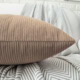 HWY 50 Taupe Chenille Throw Pillow Covers 20x20 Inch Buttons Pack of 2