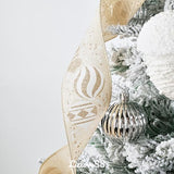 Ivory and Champagne Gold Christmas Tree Topper Bow 13 x 53 Inch Large With Streamer and Bauble Patterns for Xmas Tree Wreaths Door Staircase Home Decor