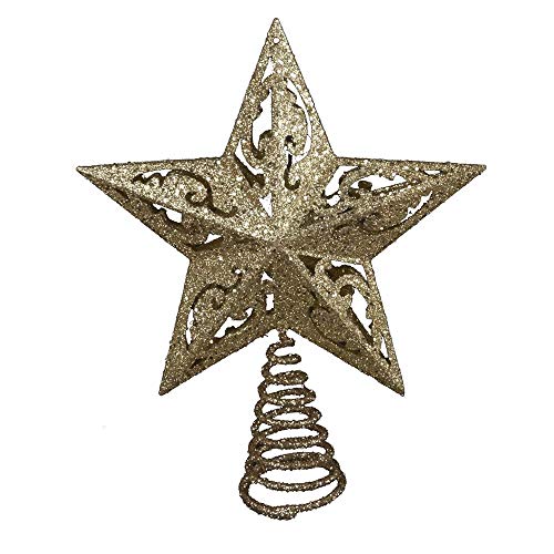 Kurt Adler H9100 8-Inch Gold Glittered 5 Point Star Treetop