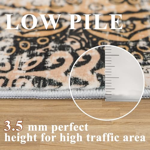 Washable 3x5 Area Rugs - Abstract Living Room Rus Low Pile Area Rug for Bedroom Soft Water Resistant Non Slip Modern Floor Area Rugs for Entry Dinning Room 3x5 Red Green Multi