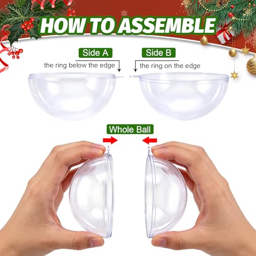 10 Pcs 3.14 inch Filling Transparent Plastic Decorative Call DIY Craft Ball Transparent Ball Christmas, Birthday, Wedding, Party and Home Decoration Ornaments ((3.14"/80mm))