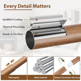 Wood Curtain Rods for Windows 66 to 120 Inches, TONIAL 1'' Adjustable 32-120 Inch Long Drapery Rod with Wood Grain Leaf Pattern Finials, Boho Decorative Style for Living Room, Bedroom, Outdoor, Brown