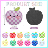 Breling 12 Pcs Apple Carpet Circle for Classroom Sitting 17 Inch Pastel Macaron Checkered Floor Cushions Rug Non Slip Floor Mat Back to School Group Activity Teacher Educational Learning Playing Area