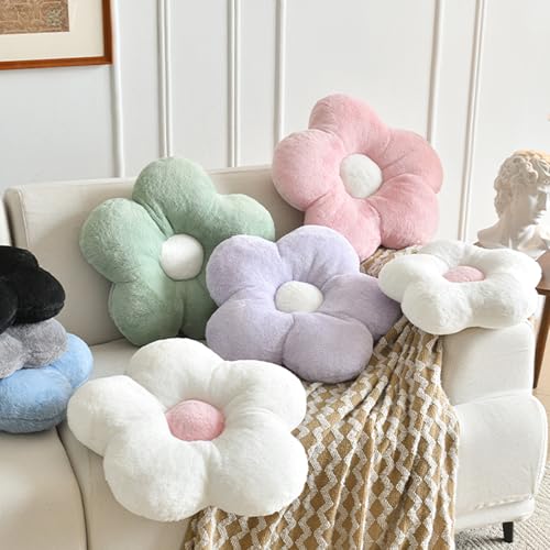 Flower Pillows, Soft Flower Shaped Pillow with Home Decorative for Couch Chair Bed,Flower Floor Throw Pillows for Adults Bedroom Living Room (Grey Blue, 15 Inches)