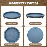 Handmade 12 Inch Decorative Tray, Small Beaded Tray Coffee Table Decor, Blue Decorative Display Risers for Coffee Table, Dining Room Entryway and Living Room
