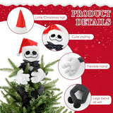 Tree Topper Decorations for Halloween and Christmas, Cute Plush Jack Huggers with Santa Hat, Poseable Handmade Tree Topper Party Decor
