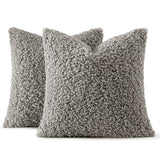MIULEE Decorative Faux Fur Pillow Covers Sherpa 18x18 Gray