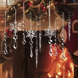 20pcs Christmas Ornaments Set for Tree Decorations- Hanging Acrylic Crystal Snowflake Icicle Drop Decorations for Winter Christmas Tree New Year Party Supplies