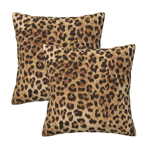 Leopard Print Pillow Covers 18x18 in Couch Cheetah Print Pillow Case Sets of 2 Modern Decorative Square Throw Pillows for Home Living Room Bedroom Bed Cushion Outdoor