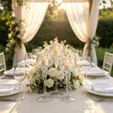 Hosley Set of 3 Crackle Clear Glass Tealight Holders -12 Inch, 10 Inch, 9 Inch Ideal for Weddings Special Events Parties