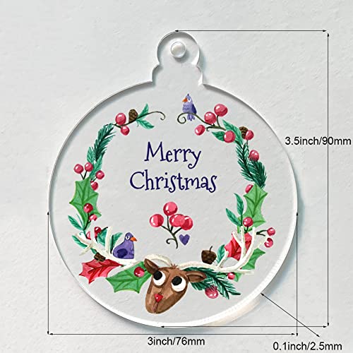 20Pcs 3 Inch Clear Blank Acrylic Christmas Ornaments 2025 Unfinished Round Acrylic Christmas Hanging Ornaments for Christmas Tree Decoration DIY Craft