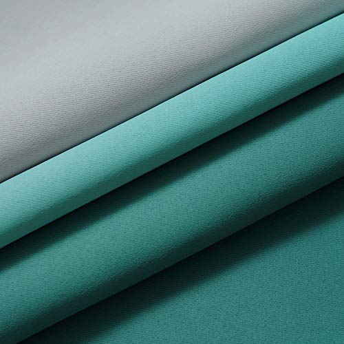 SimpleHome Ombre Room Darkening Curtains for Living Room, Rod Pocket Light Blocking Gradient Teal to Greyish White Thermal Insulated Window Curtains Drapes for Bedroom, 2 Panels, 52x84 inches Length