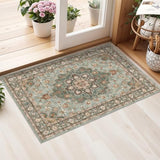 Washable Oriental Area Rug - 2x3 Rugs for Living Room Soft Carpet for Bedroom Waterproof Floral Distressed Indoor Stain Resistant Non-Shedding Floor Carpets (Green, 2x3)