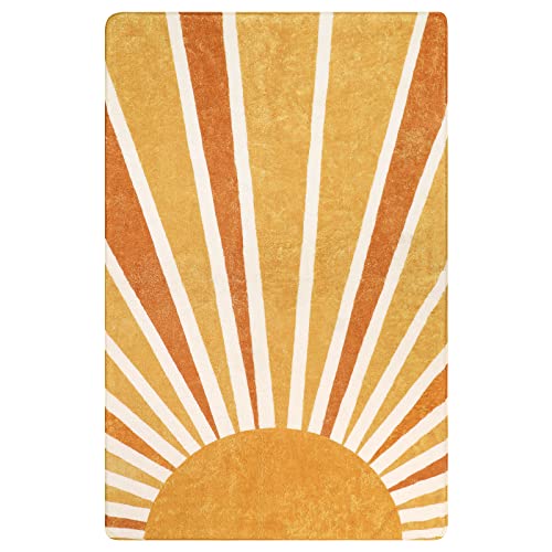 Lahome Boho Sun Print Area Rug 3x5, Washable Living Room Rug