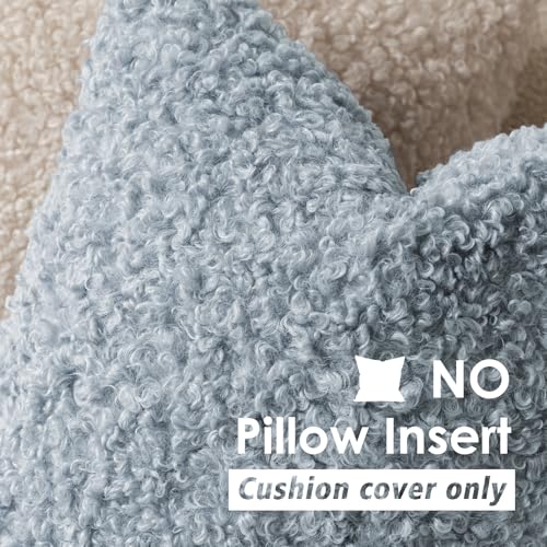 Foindtower Decorative Fuzzy Faux Fur Throw Pillow Covers 22x22 Misty Blue
